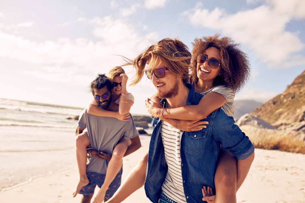 Couples at Beach on a Sunny Day